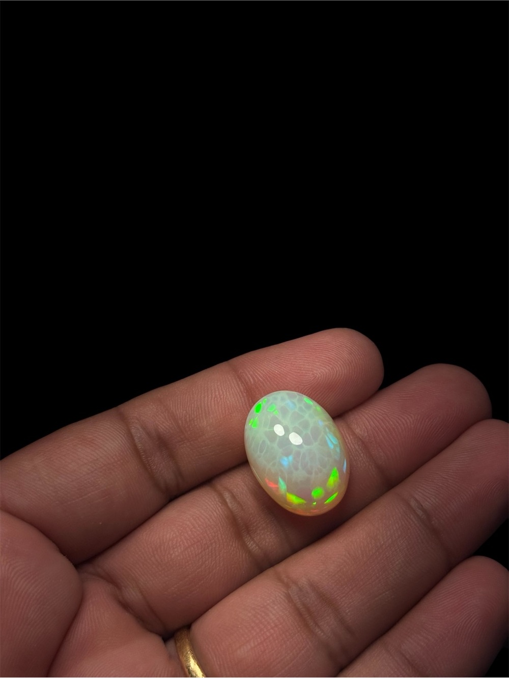 Natural Ethiopian White Honeycomb Opal 22.93 Ct Certified Oval Cabochon Gem